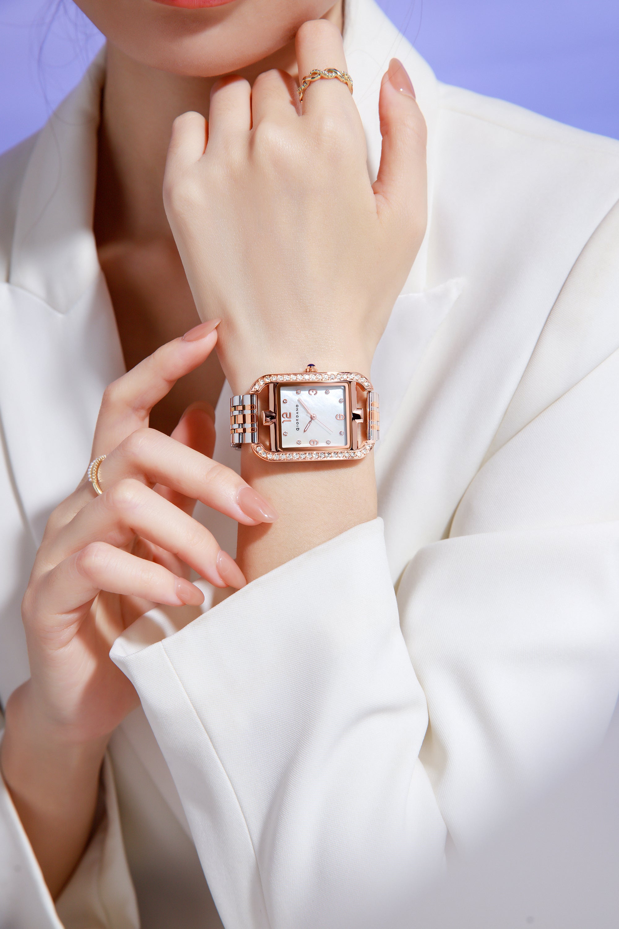 Giordano Analog Watch for Women– Stylish Dial with Crystal Accents, Metal Strap, Quartz Movement – Elegant Accessory for Special Occasions | GZ-60108-33